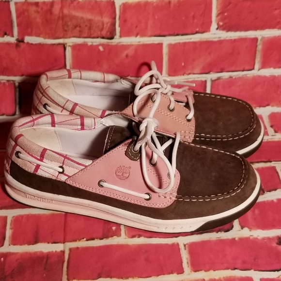 timberland pink boat shoes
